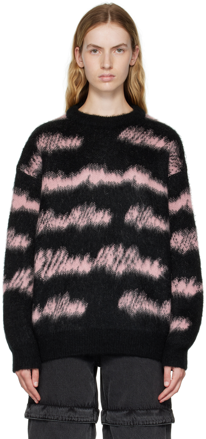 We11done Black & Pink Shaky Stripes Sweater
