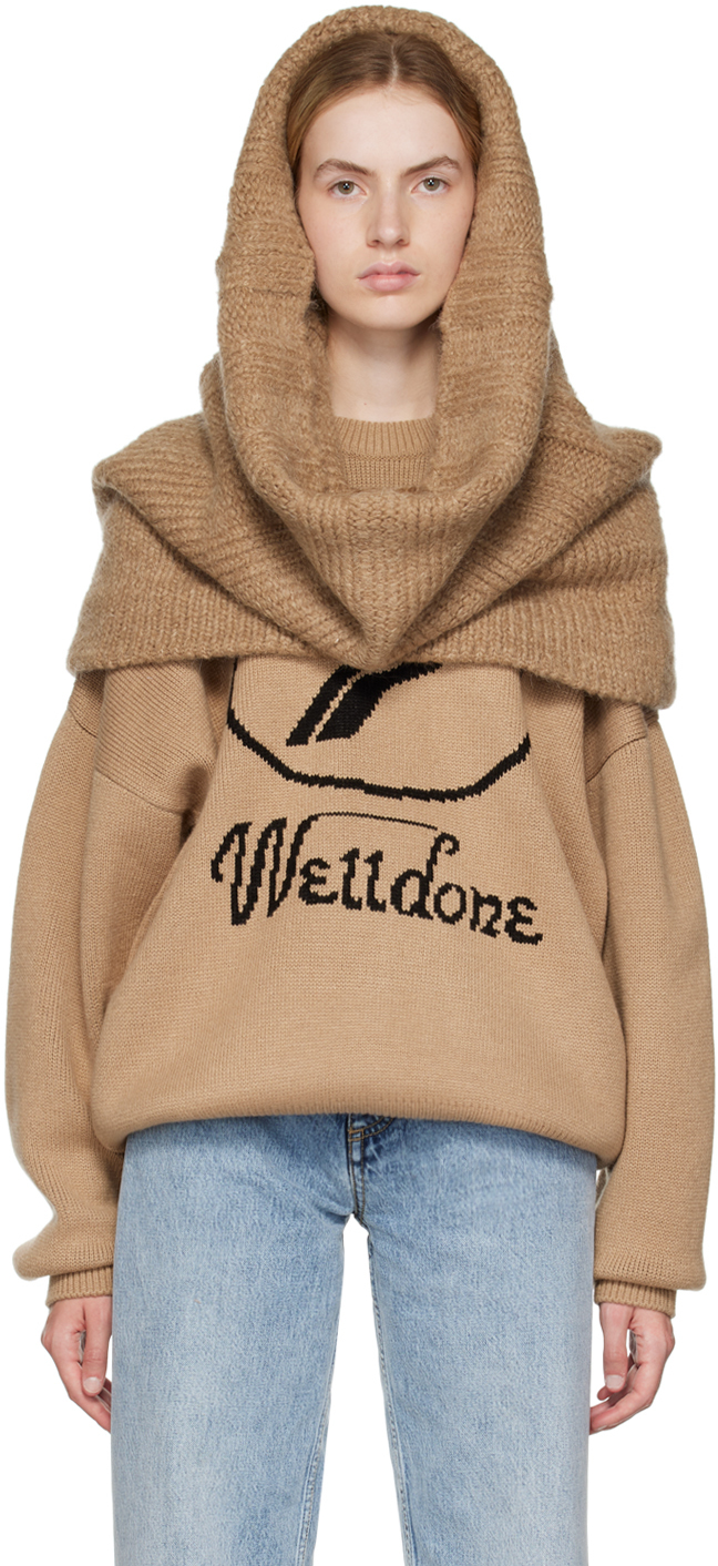 We11done Beige Cowl Neck Sweater