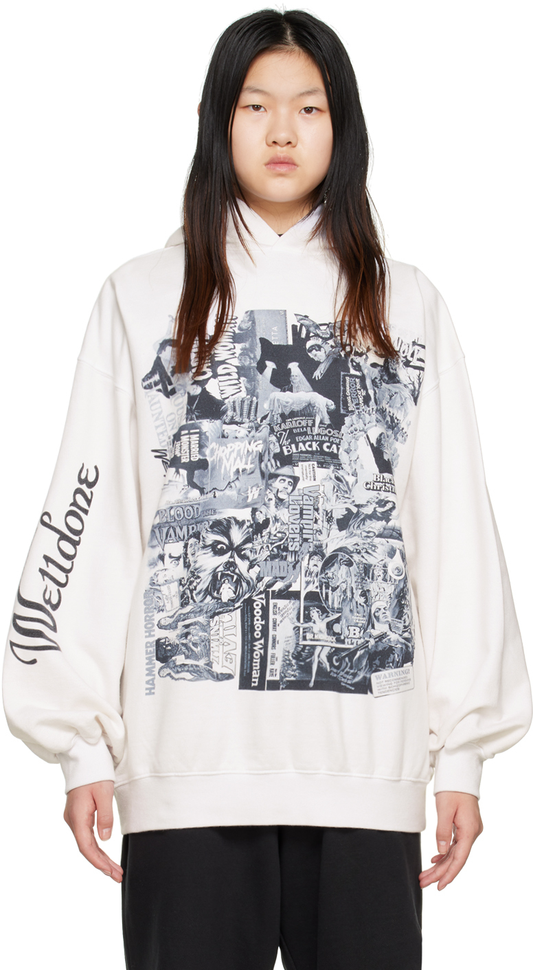 White Horror Collage Hoodie