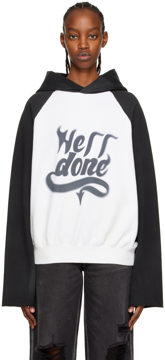 We11done White Colorblocked Hoodie