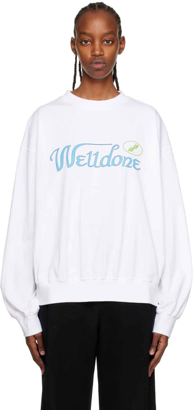 We11done White Cursive Sweatshirt