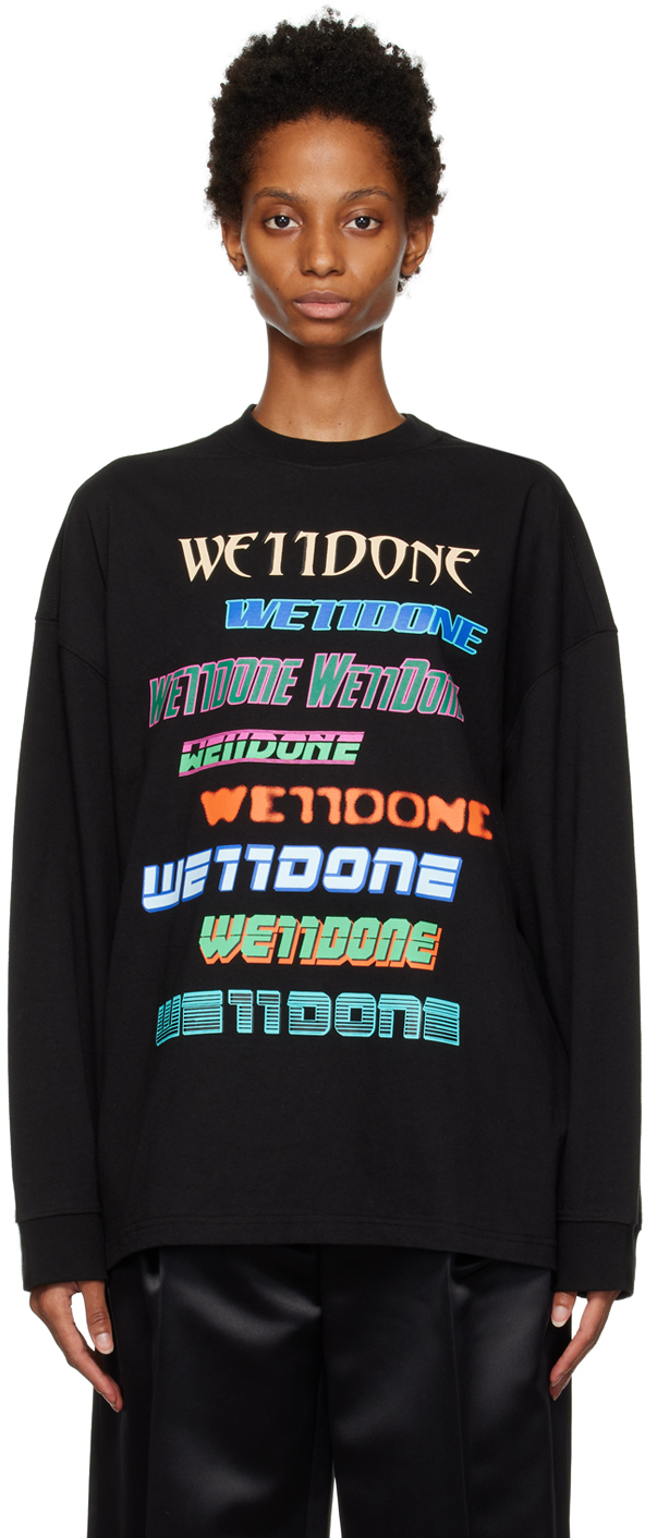 We11done: Black Multi Long Sleeve T-Shirt | SSENSE Canada