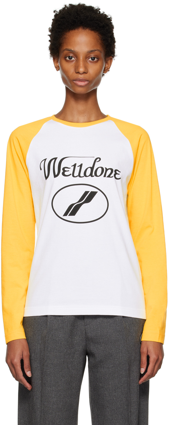 We11done Yellow & White Cursive T-Shirt
