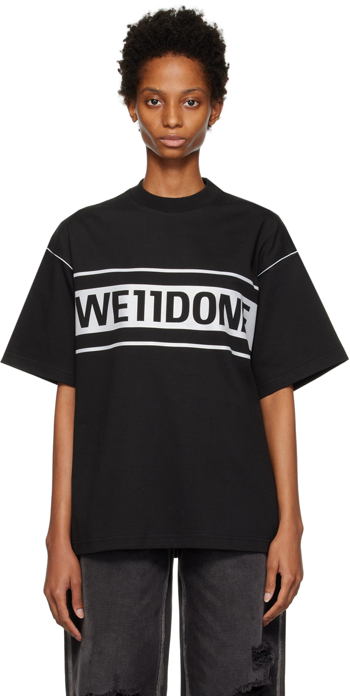 We11done: Black Reflective T-Shirt | SSENSE Canada