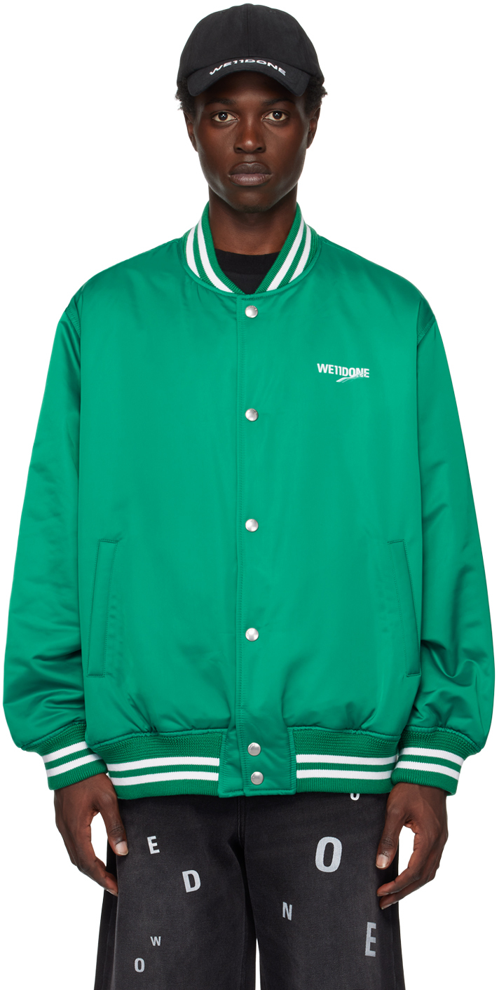 We11done: Green Bomber Oversized Jacket 