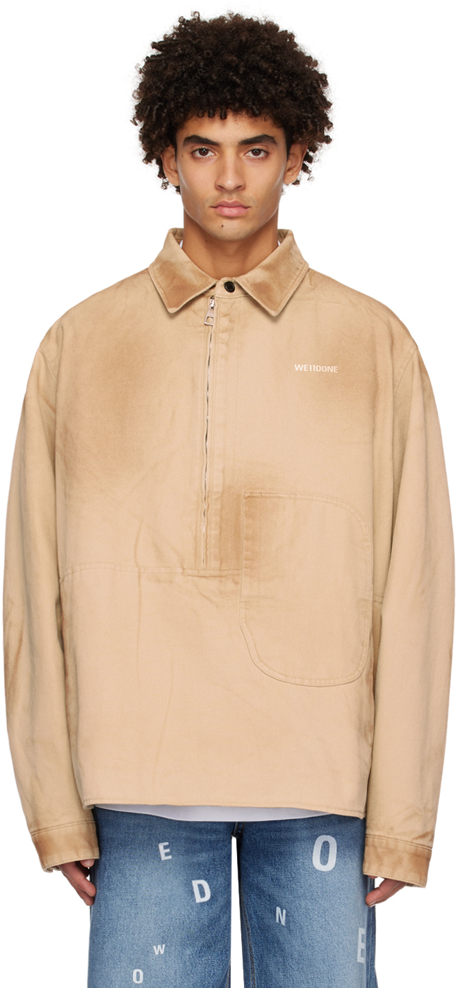 We11 Done Beige Washed Anorak Jacket In Beige