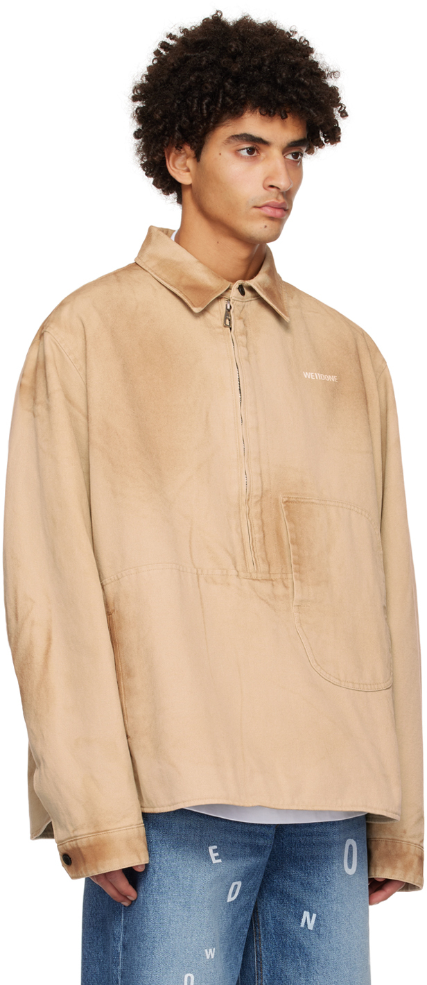 We11 Done Beige Washed Anorak Jacket In Beige