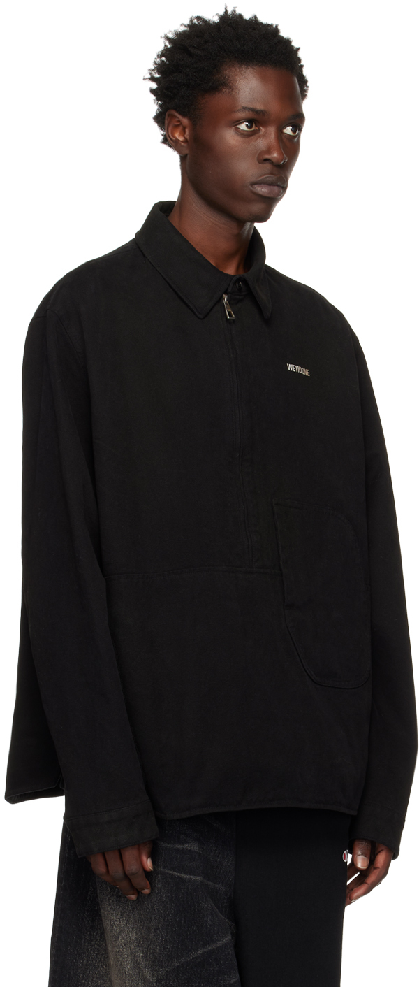 We11 Done Black Half-zip Shirt In Black