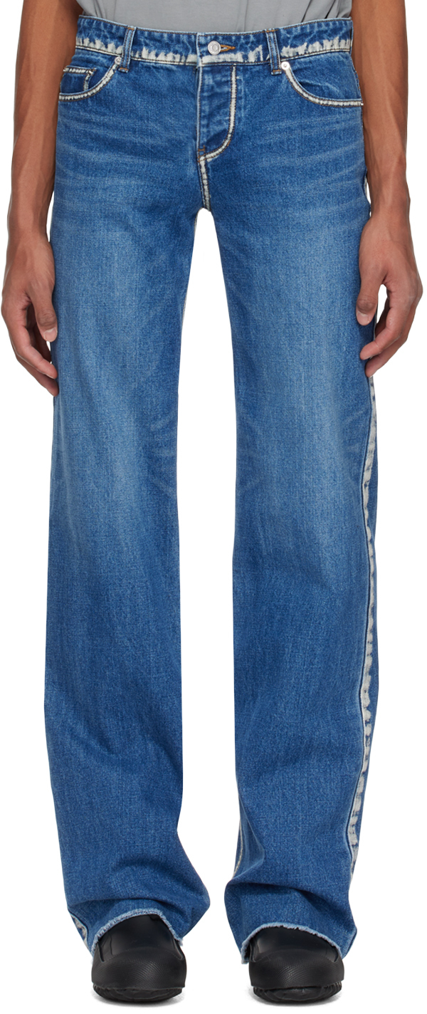 Blue Low-Rise Jeans by We11done on Sale