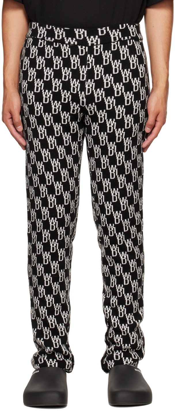trousers in jacquard “damier” patterned viscose