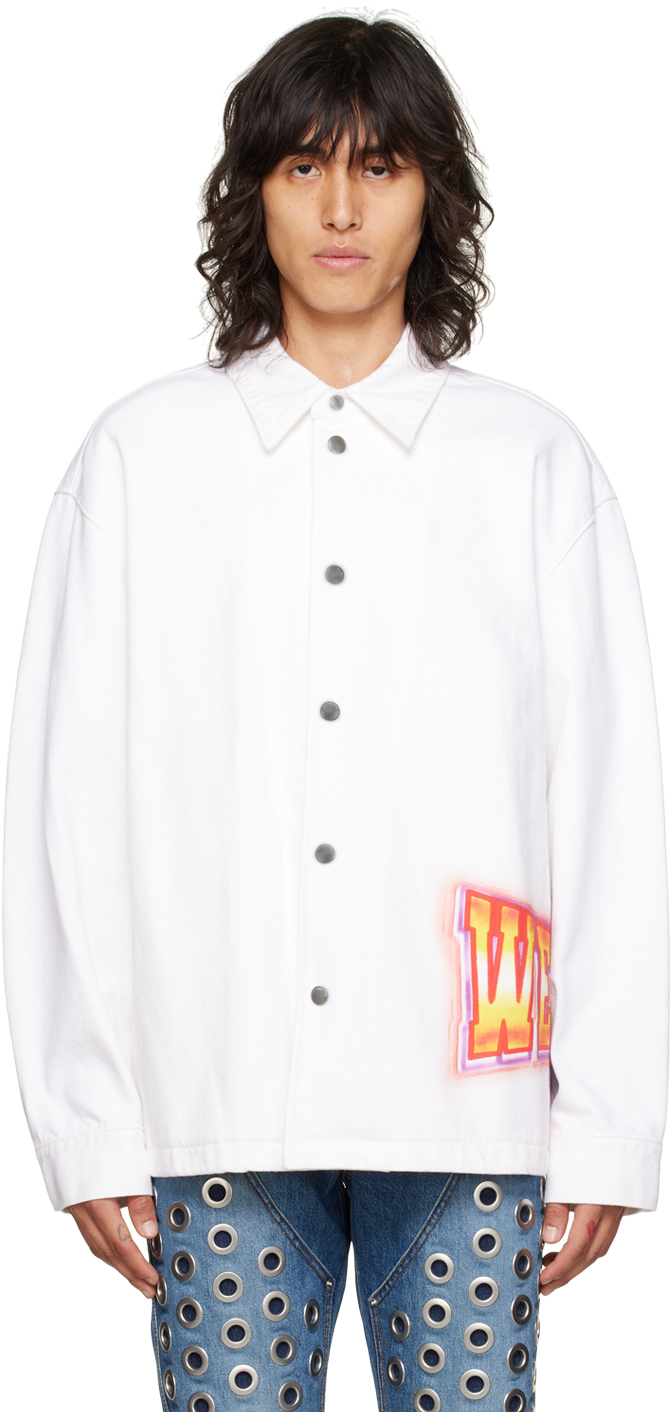 White Printed Denim Jacket