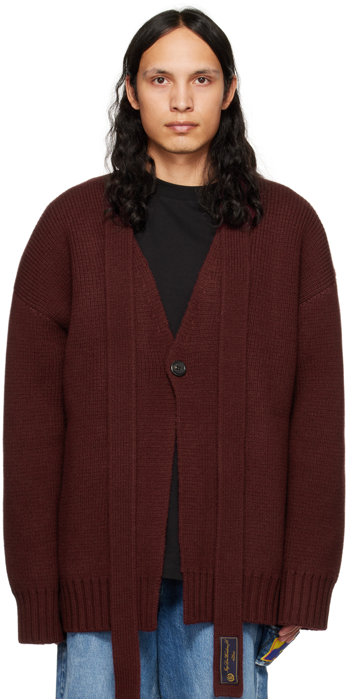 Burgundy Self-Tie Cardigan