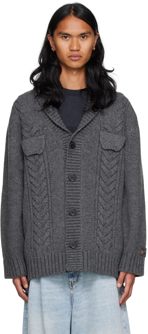 We11 Done Gray Shawl Cardigan In Grey