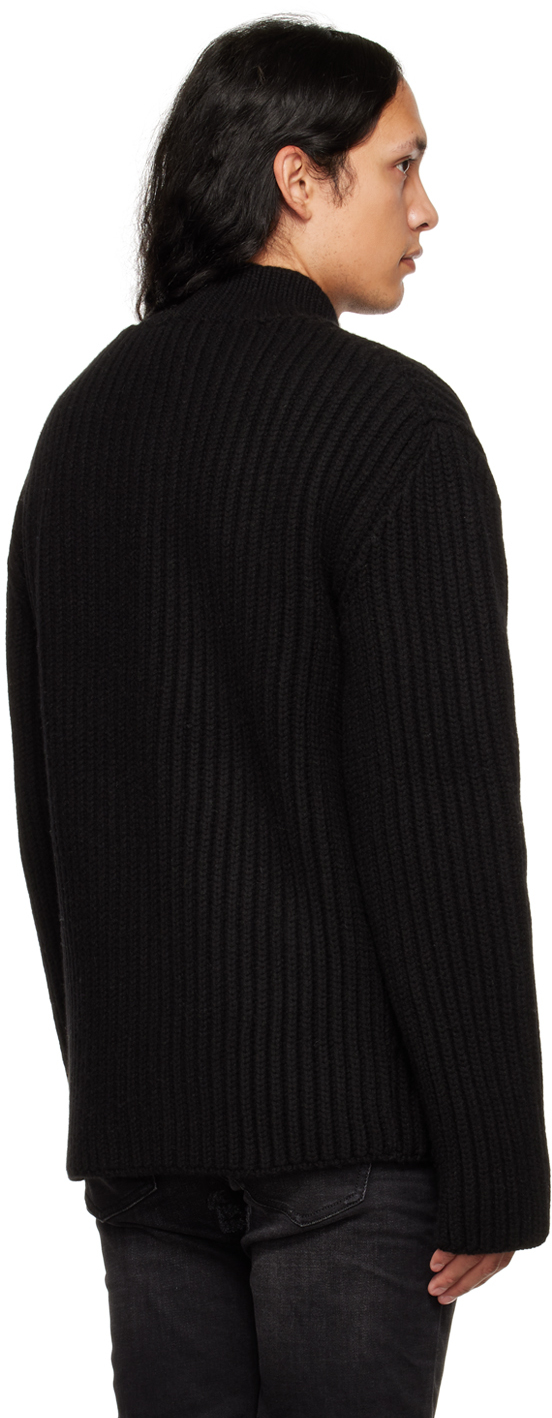 We11 Done Black Stand Collar Cardigan In Black