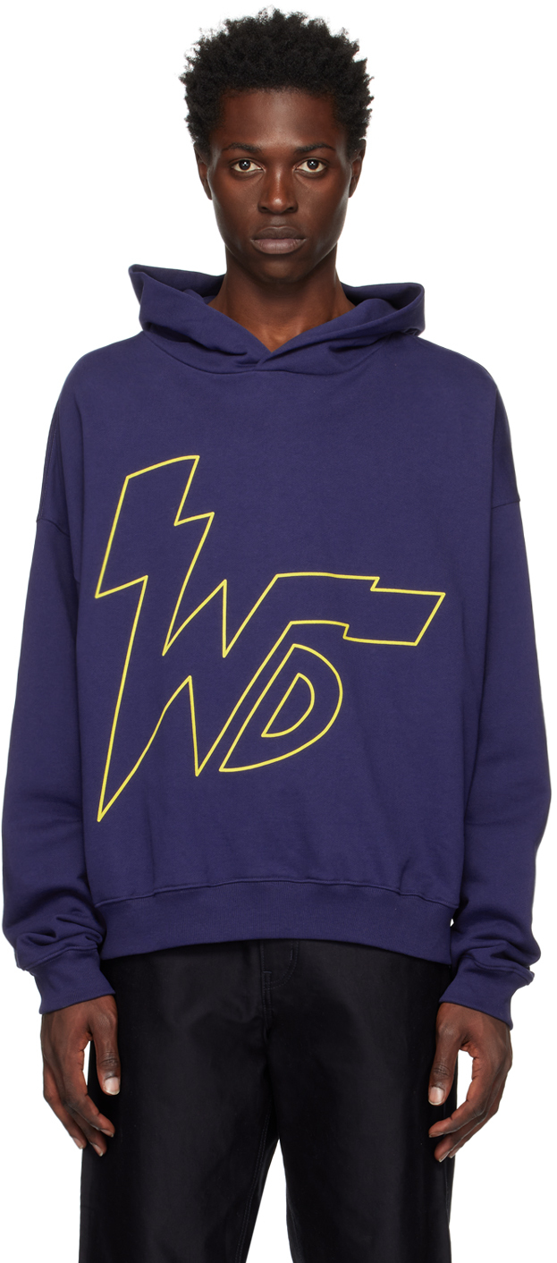Navy Thunder 'WD' Hoodie by We11done on Sale