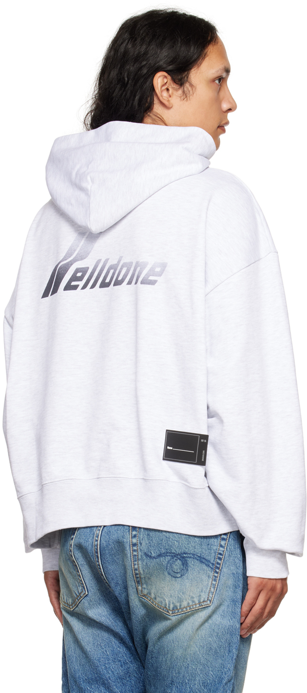We11 Done Gray Lettering Symbol Hoodie In Grey