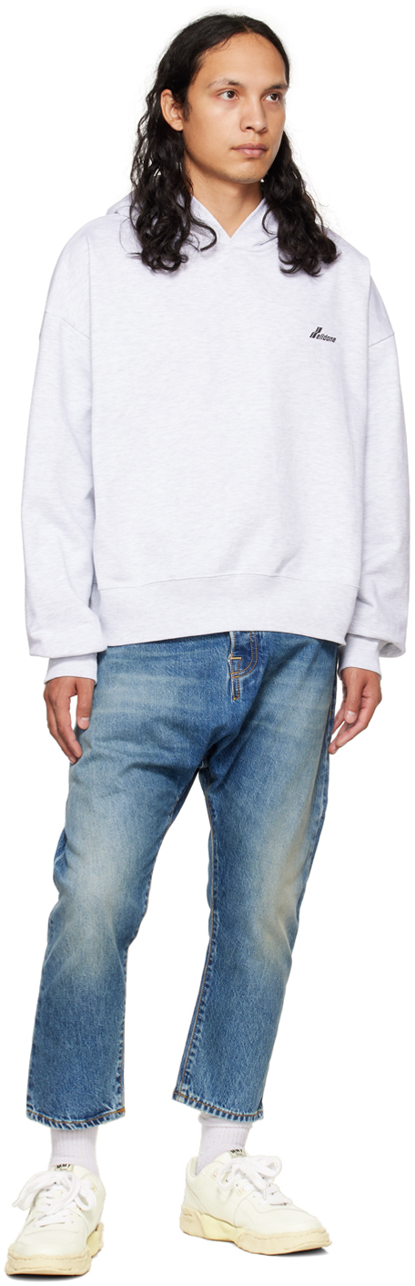 We11 Done Gray Lettering Symbol Hoodie In Grey