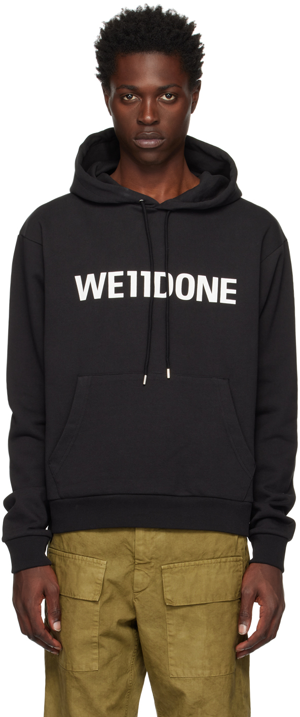 Black Fitted Basic Hoodie by We11done on Sale