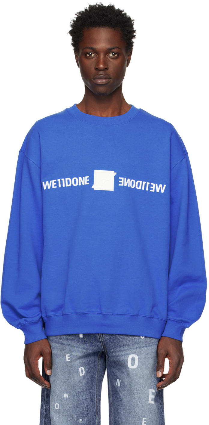 We11 Done Blue Patched Mirror Sweatshirt