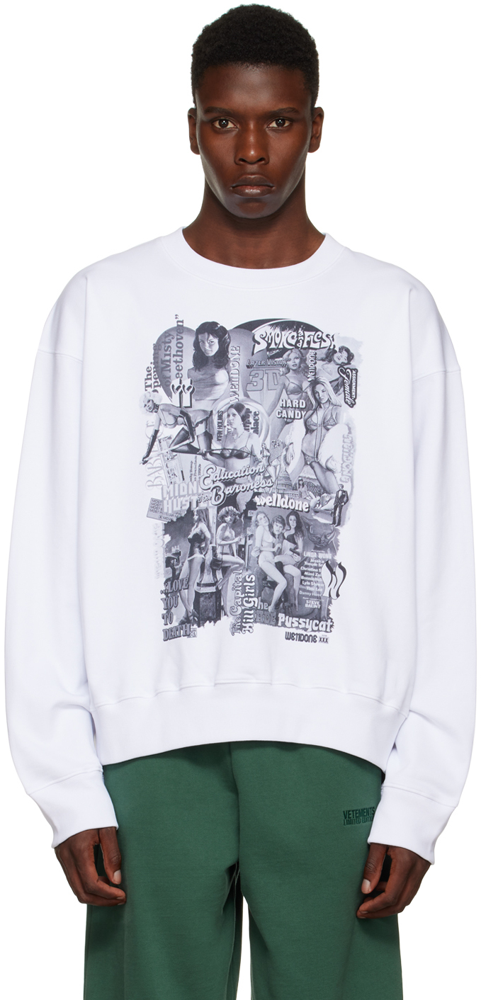We11done White Movie Collage Sweatshirt