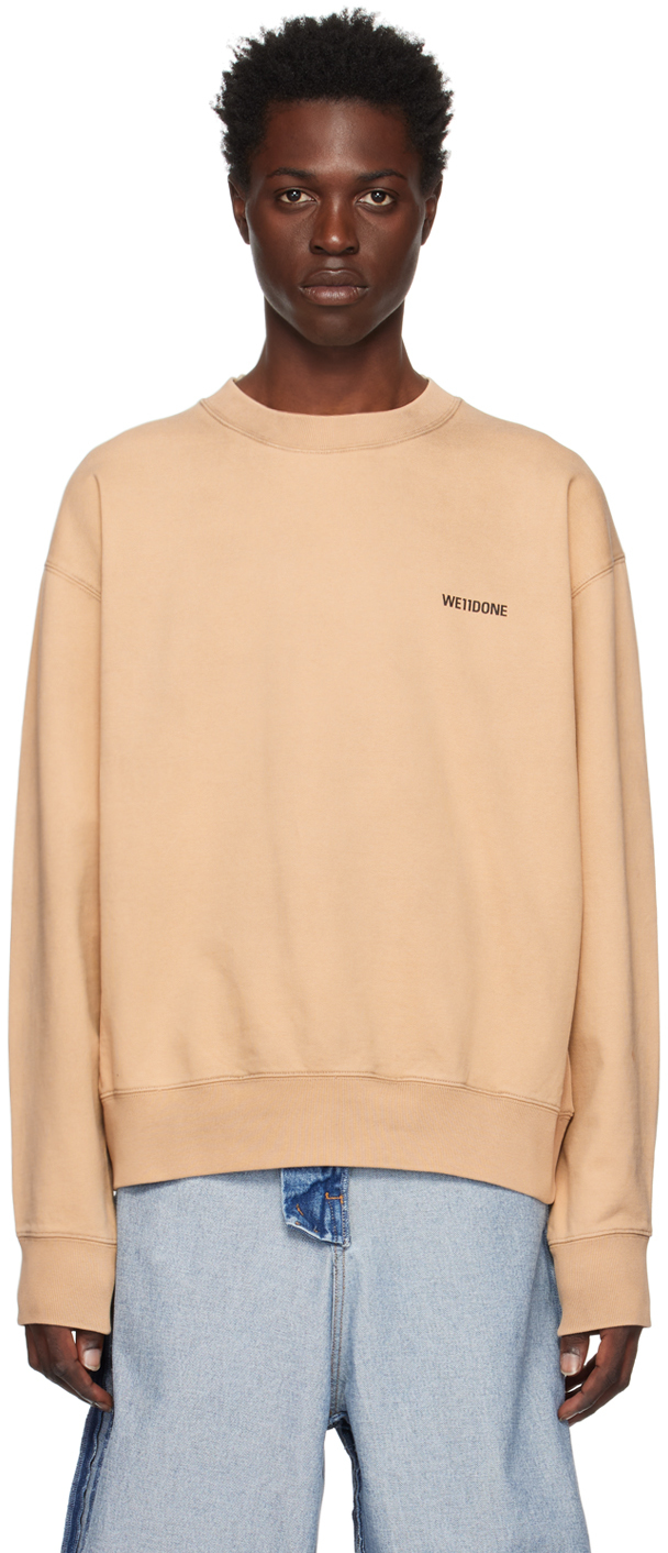 Beige Printed Sweatshirt by We11done on Sale