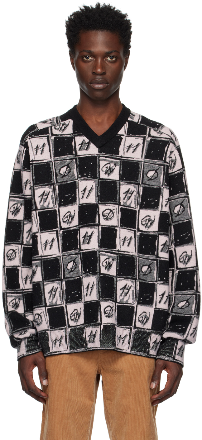 We11 Done Pink Chess Board Sweater