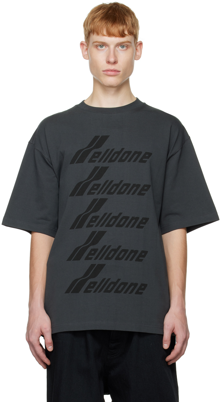 We11 Done Logo-print Cotton T-shirt In Charcoal