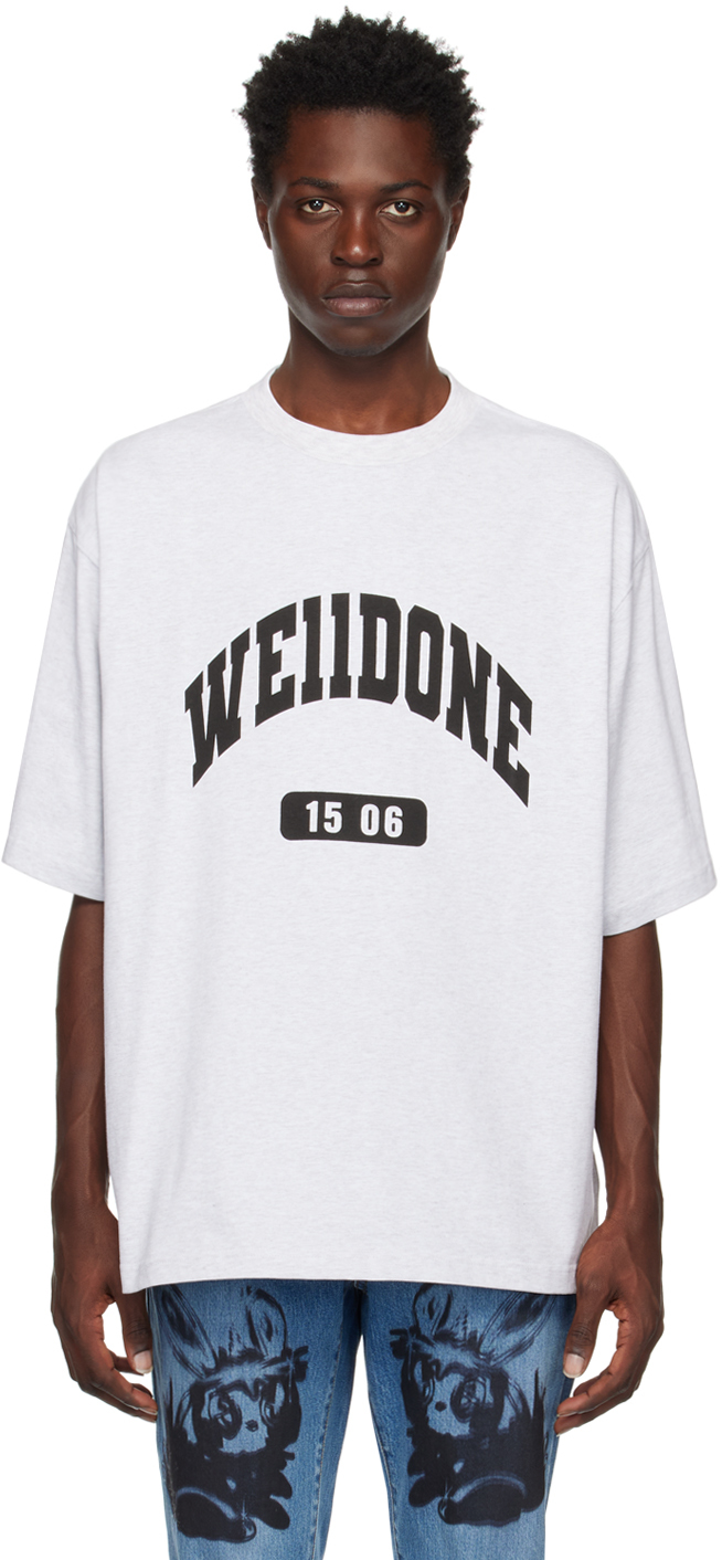 We11 Done Old School Campus Logo Print T-shirt In White (white)