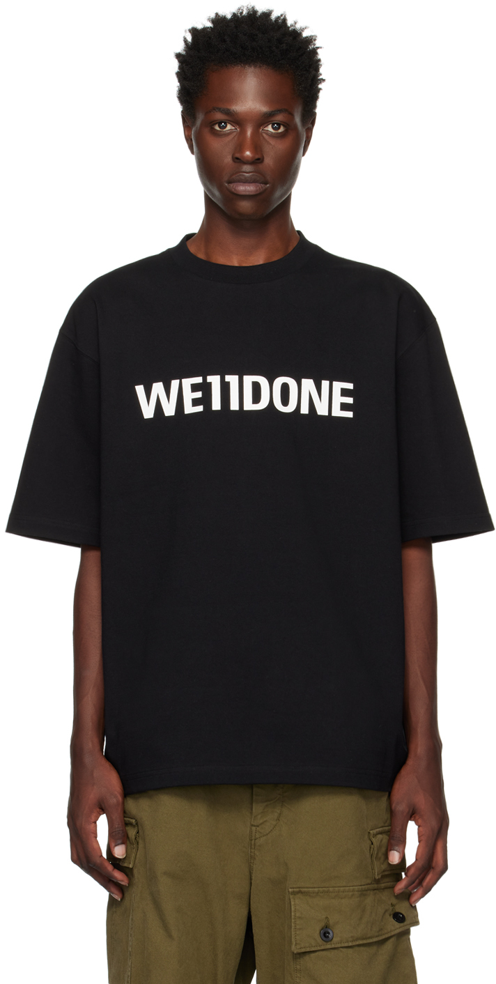 WE11 DONE BLACK LARGE BASIC T-SHIRT