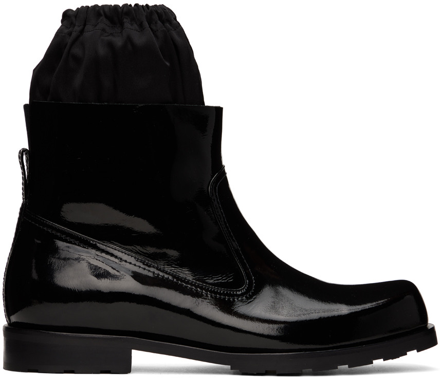 Black Enamel Boots by We11done on Sale