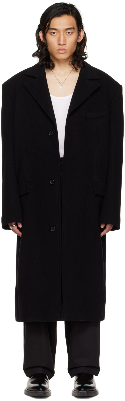 SSENSE Exclusive Black Teddy Oversized Tailored Coat