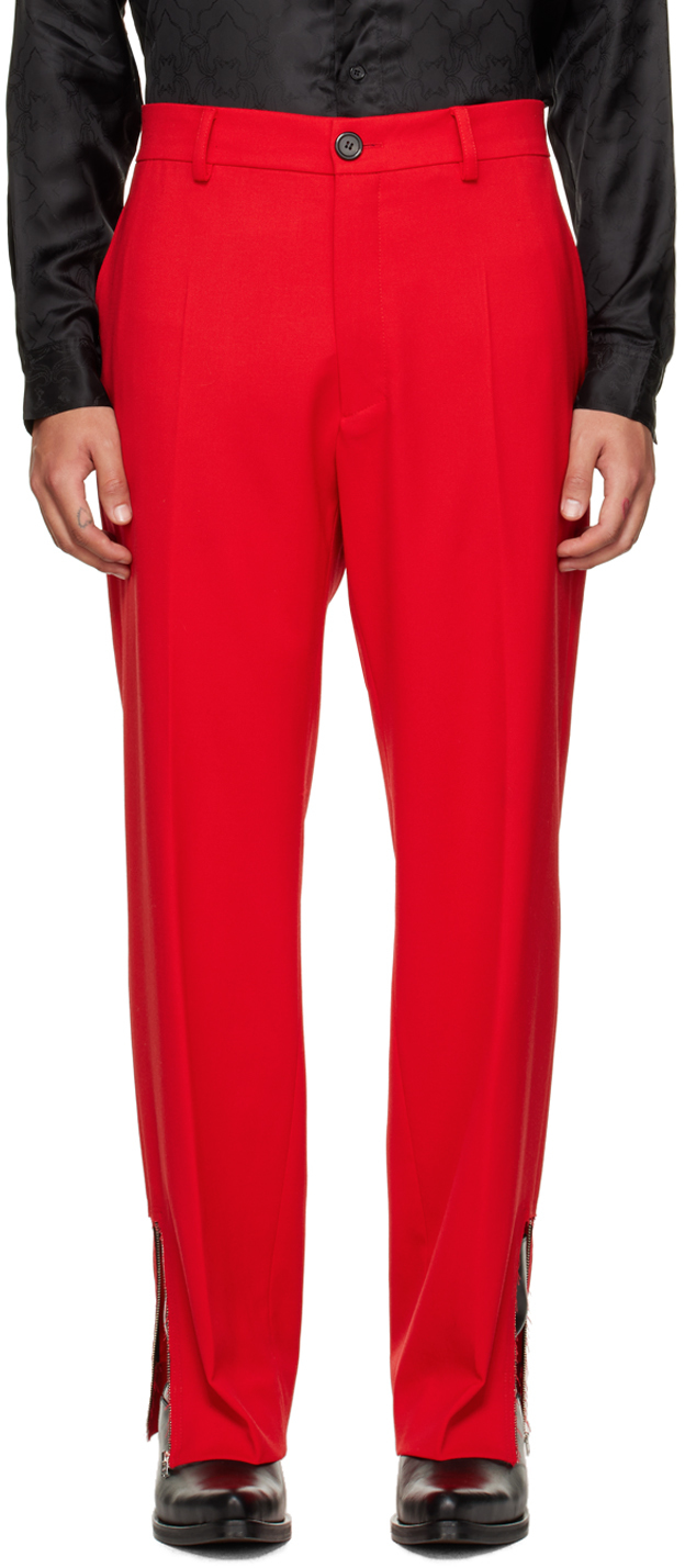Red Straight Leg Trousers