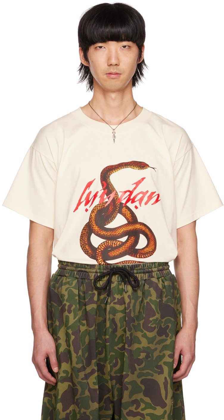 Off-White Knotted Snake Oversized Concert T-Shirt by LU'U DAN on Sale