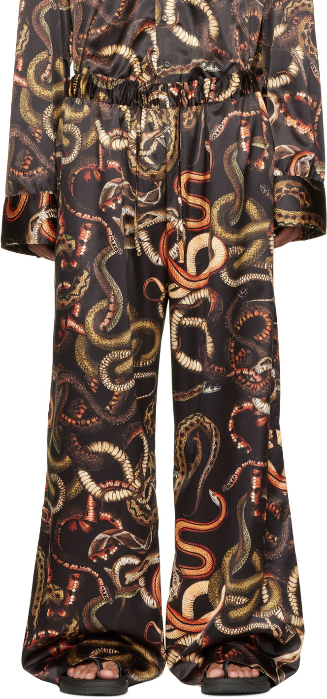 LU'U DAN Black Snake Pyjama Trousers