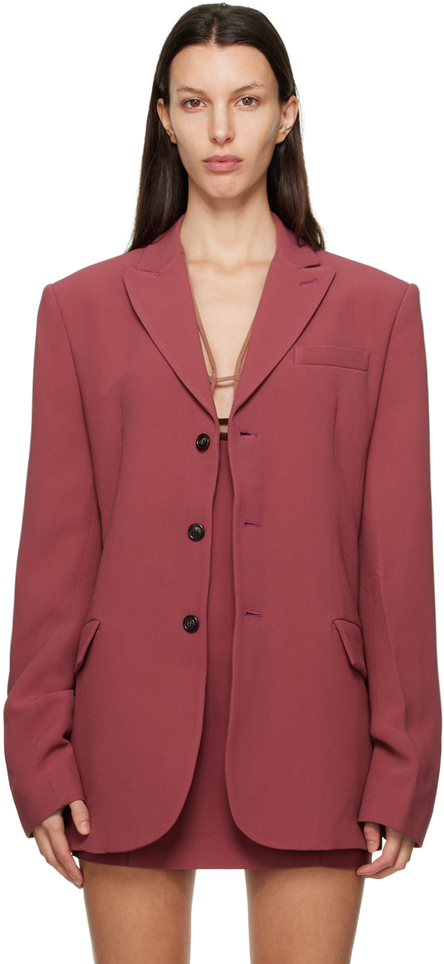 Pink Belted Blazer by Nensi Dojaka on Sale