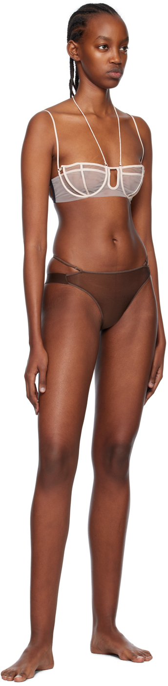Nensi Dojaka Ssense Exclusive Beige Triple Petal Bra In 462 Stone