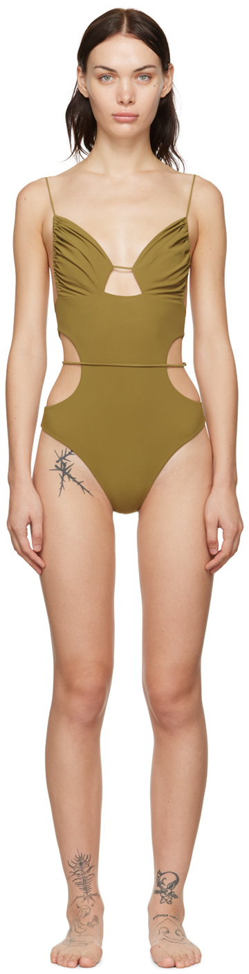 Nensi Dojaka SSENSE Exclusive Khaki One-Piece Swimsuit