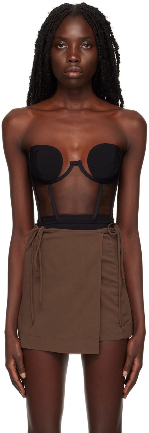 Nensi Dojaka Black Cropped Corset Ssense Canada