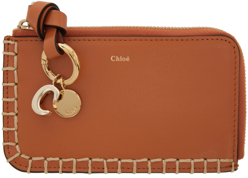 Chloé Orange Alphabet Card Holder In 884 Henna Orange | ModeSens