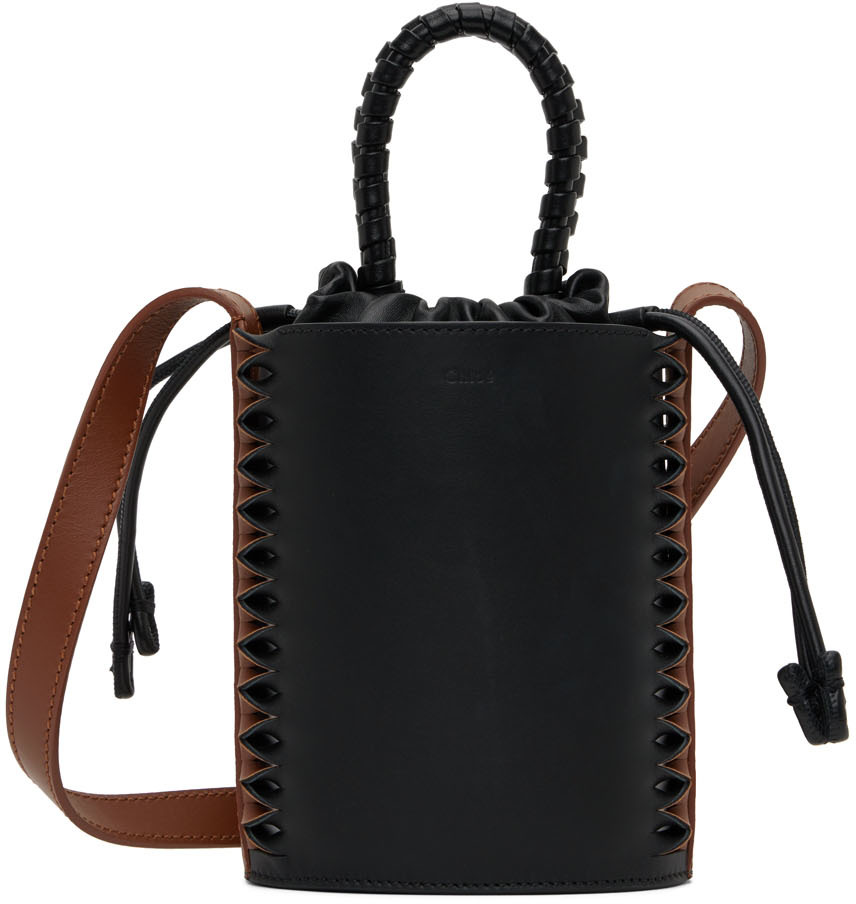Chloé Black & White Mini Louela Bucket Bag