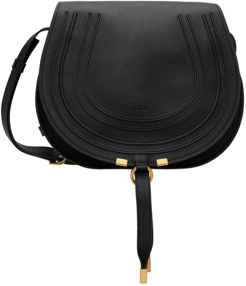 Shop Chloé Black Marcie Shoulder Bag In 001 Black