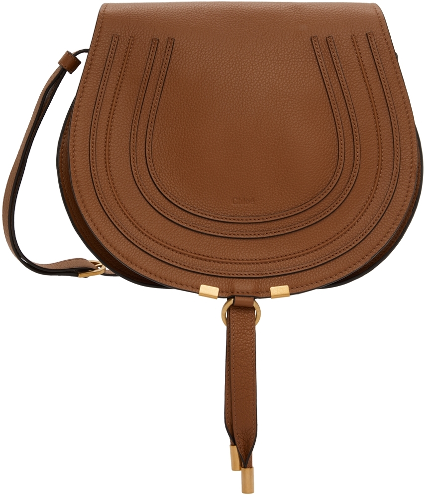 Saddle Bag with Strap Chocolate Brown Smooth Calfskin