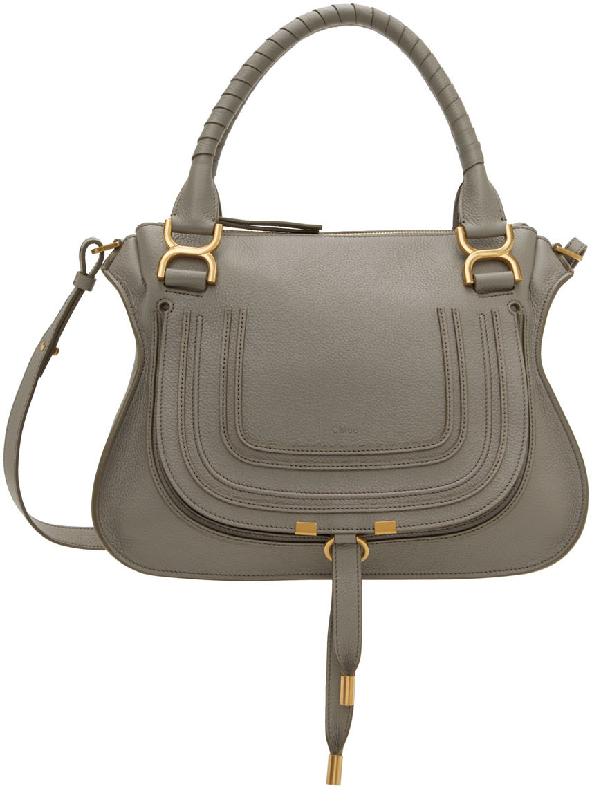 Chloé Gray Medium Marcie Shoulder Bag In 053 Cashmere Grey