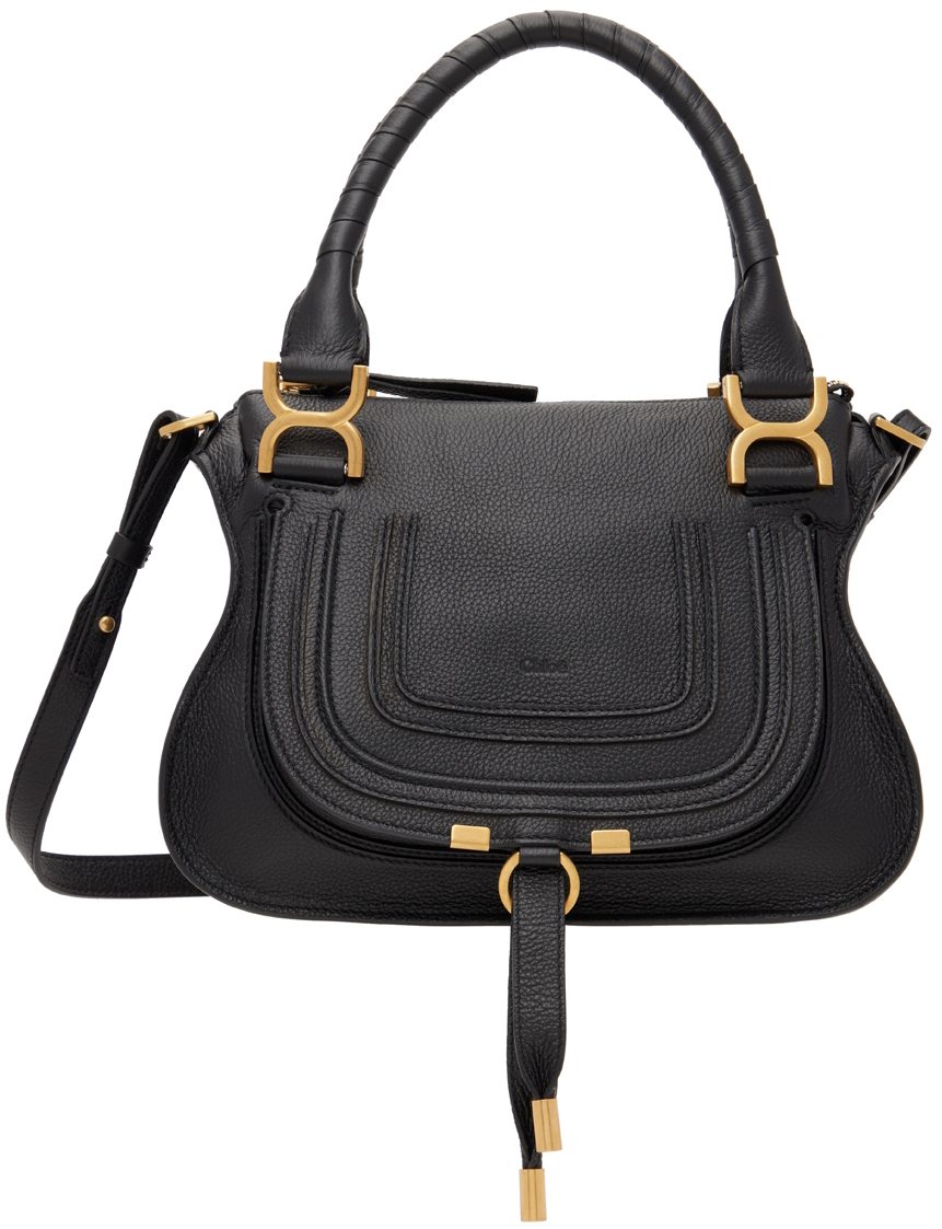 Chloé: Black Small Marcie Shoulder Bag | SSENSE Canada
