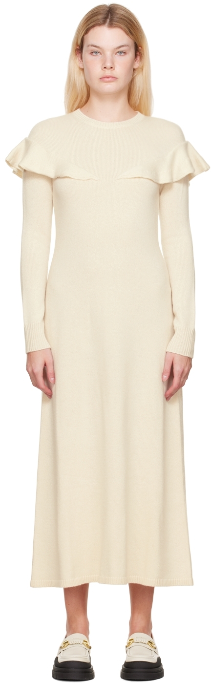 Chloé Off-White Ruffled Maxi Dress