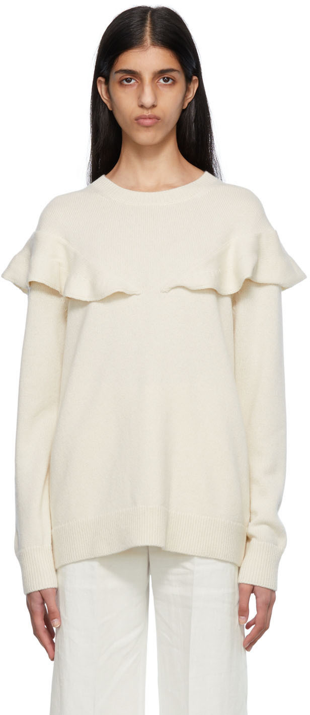 Off-White Ruffled Sweater by Chloé on Sale