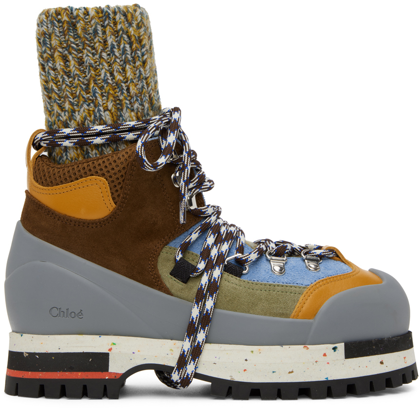 Chloé Multicolor Nikie Boots In 99l Blue - Brown 1