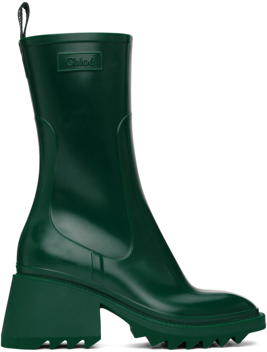 Shop Chloé Green Betty Boots In 3l3 Dark Emerald