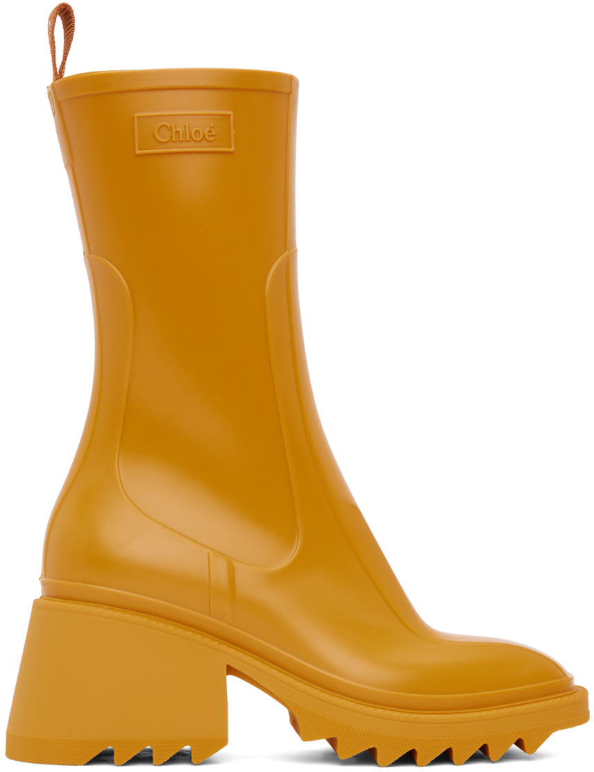 Shop Chloé Yellow Betty Boots In 770 Golden Glow
