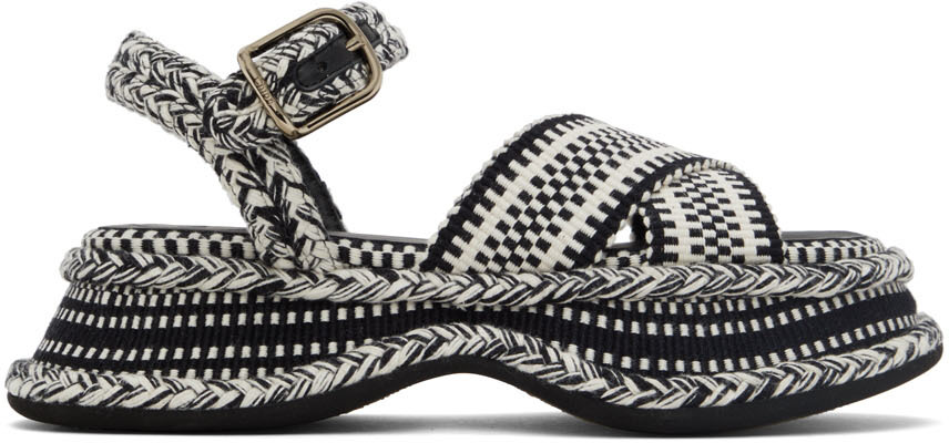 Chloé Black & White Meril Flat Sandals